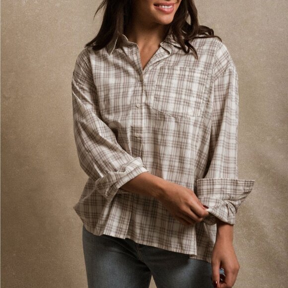 Neuflora Classic Fall Plaid Button Down Alderwood Hi-Low Women's Size Small NEW - Picture 1 of 16